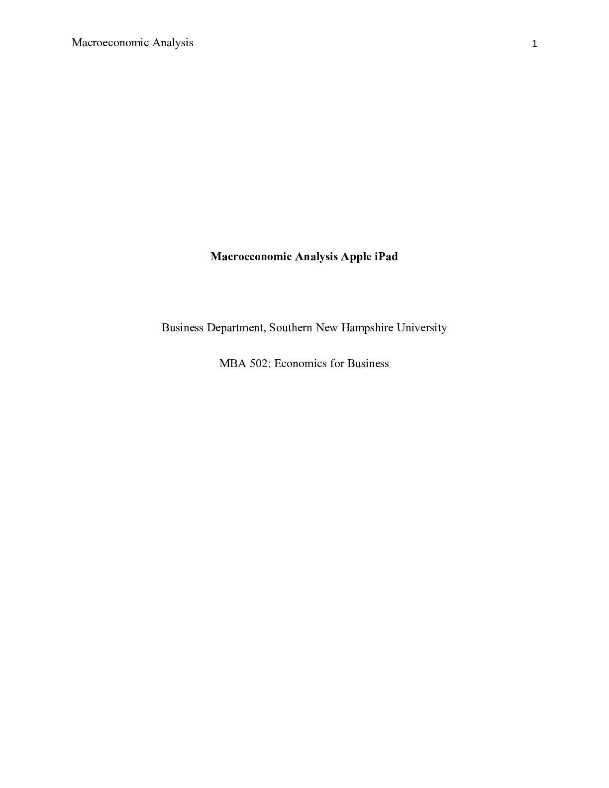 Preview image for Macroeconomic Analysis Apple iPad Part 1.doc    Macroeconomic Analysis Apple iPad  Busines